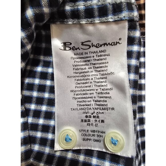 Ben Sherman Mens Black & White Checkered Button-Up Shirt 100% Cotton Size S - Picture 5 of 14